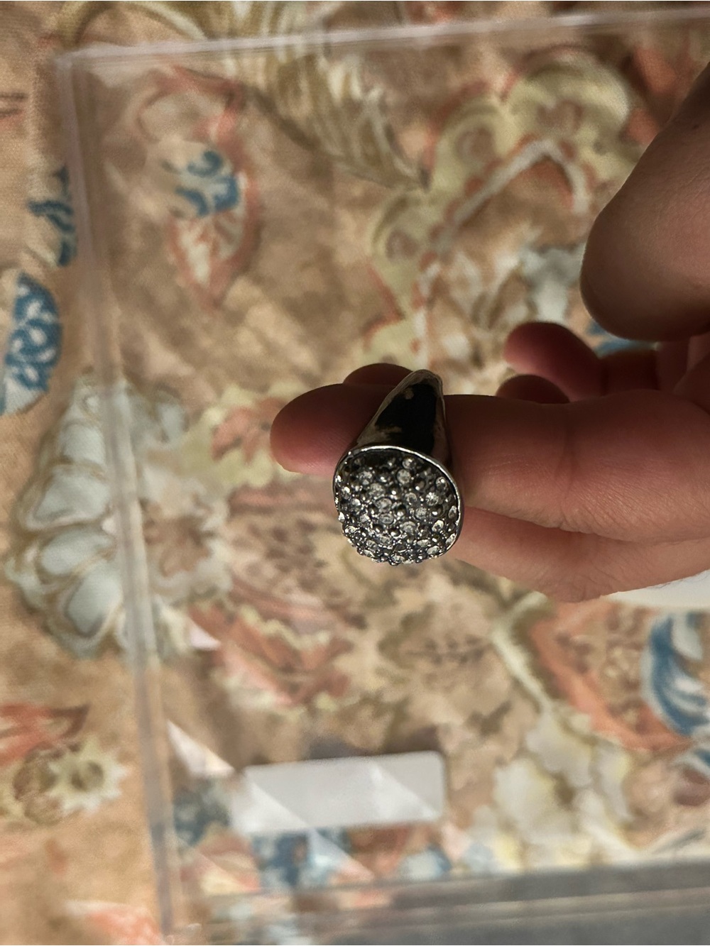 Silver Crystal Pavé Dome Ring